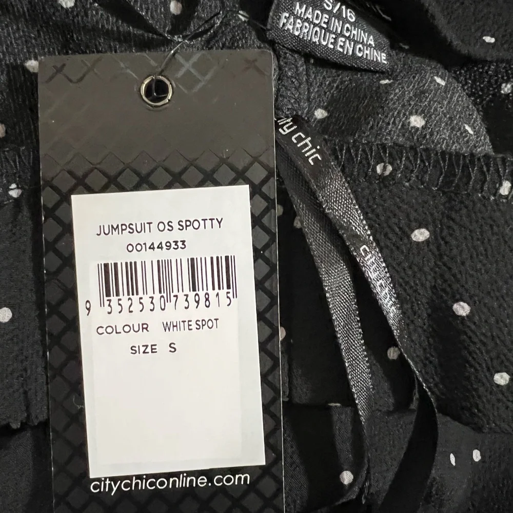 New City Chic Black Polka Dot Jumpsuit Is Potty Sz  S/16 Black NWT. - Picture 6 of 8